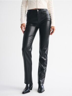 Abercrombie & Fitch Black 90s Straight Ultra High Rise Vegan Leather Pants